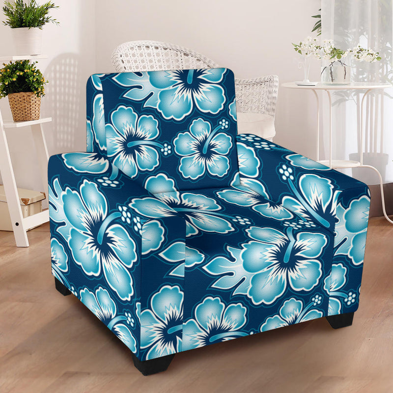 Blue Hibiscus Pattern Print Design HB011 Armchair Slipcover