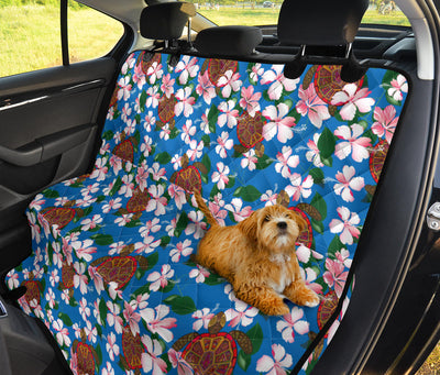 Sea Turtle Pink Hibiscus Hawaiian Print Rear Dog  Seat Cover