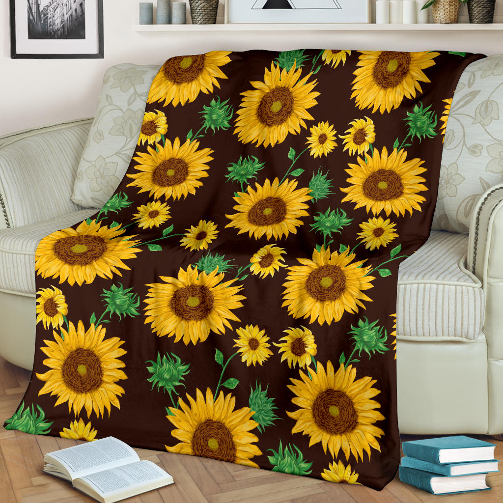 Sunflower Pattern Print Design SF01 Fleece Blanket