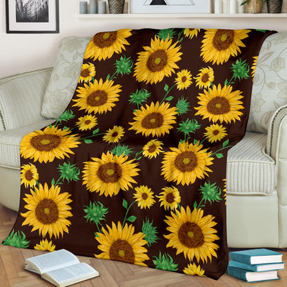 Sunflower Pattern Print Design SF01 Fleece Blanket