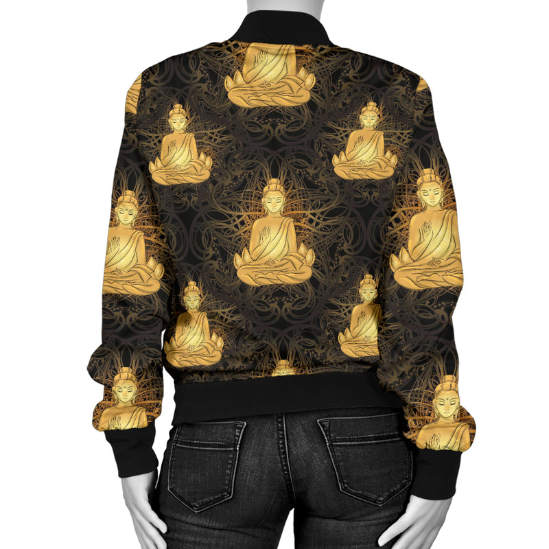 Buddha Pattern Print Design 02 Women's Bomber Jacket