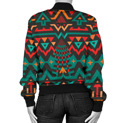 Aztec Pattern Print Design 04 Women's Bomber Jacket