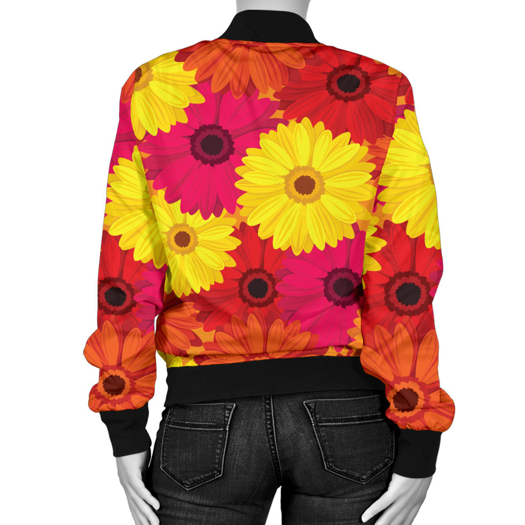 Gerberas Pattern Print Design GB05 Women Bomber Jacket