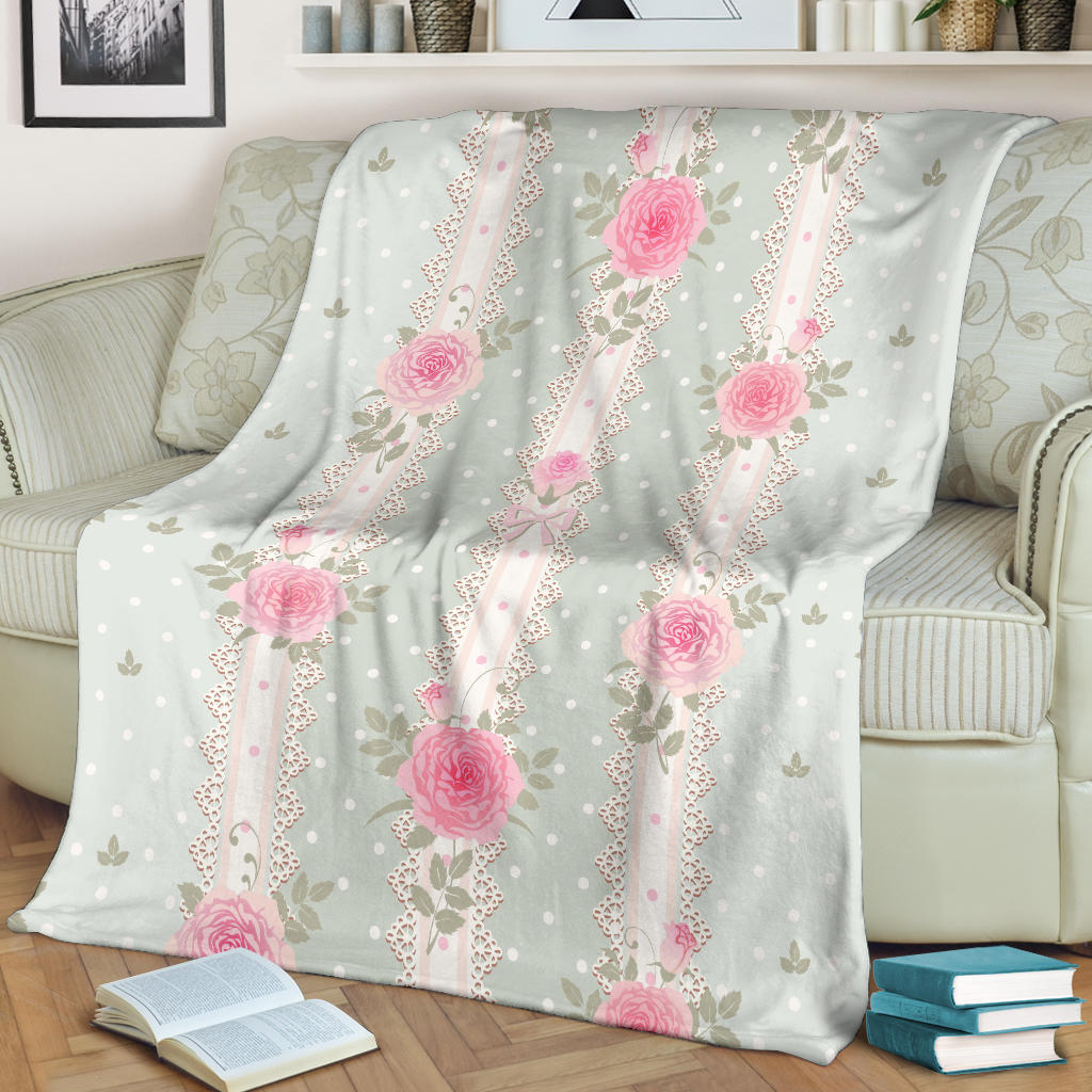 Rose Pattern Print Design RO016 Fleece Blanket