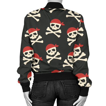 Pirate Pattern Print Design A04 Women's Bomber Jacket