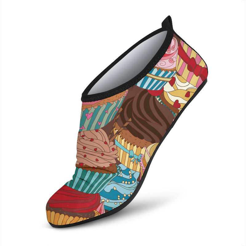 Cupcake Pattern Print Design CP01 Aqua Water Shoes