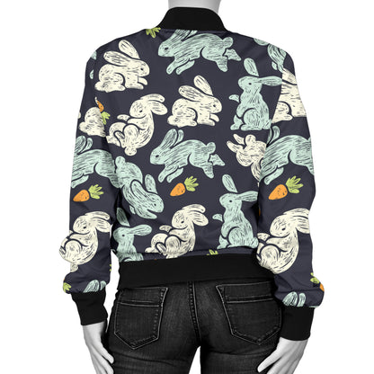 Bunny Pattern Print Design 04 Women's Bomber Jacket