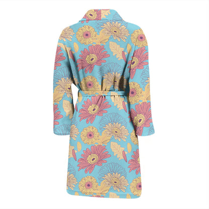 Gerberas Pattern Print Design GB04 Men Bathrobe