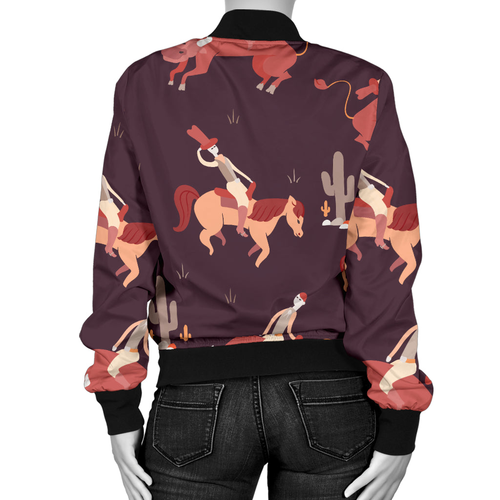Rodeo Pattern Print Design A01 Women's Bomber Jacket