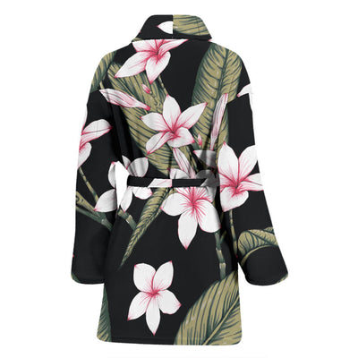 Plumeria Pattern Print Design PM021 Women Bathrobe