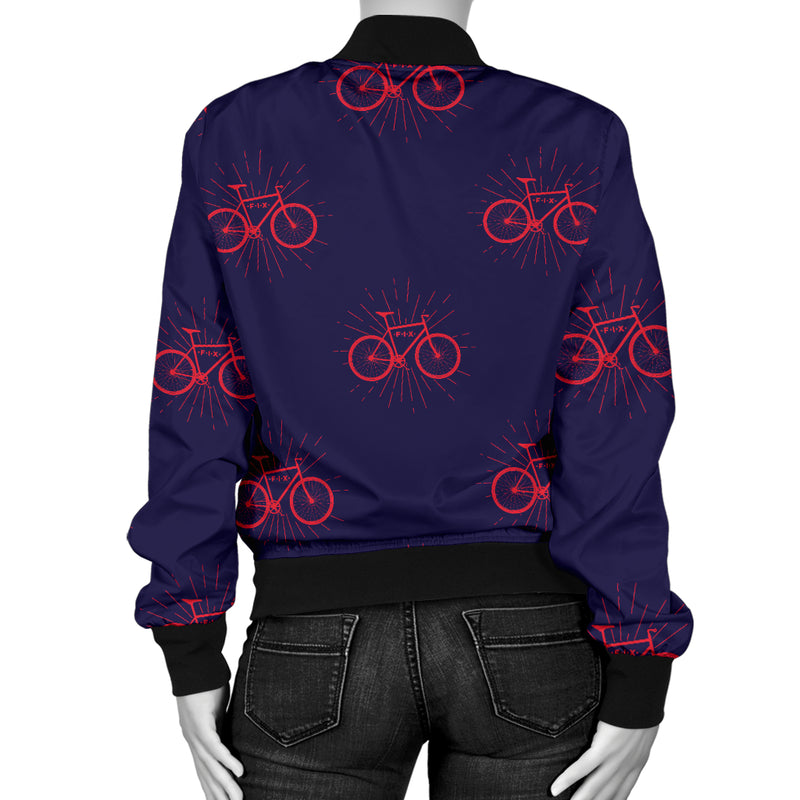 Bicycle Pattern Print Design 01 Women's Bomber Jacket