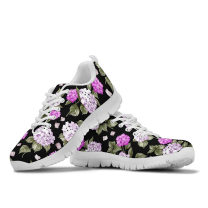 Hydrangea Pattern Print Design HD011 Sneakers White Bottom Shoes