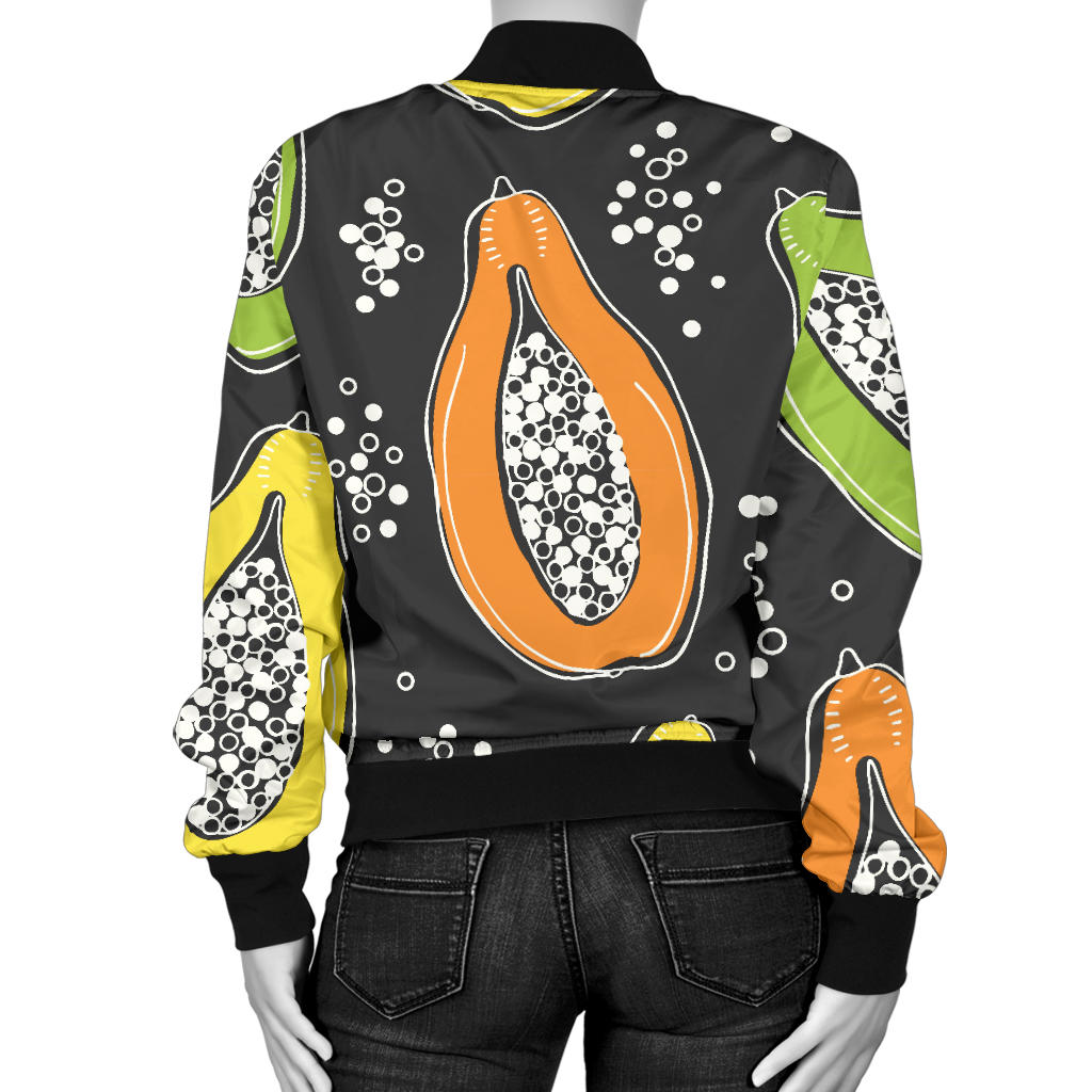 Papaya Pattern Print Design PP05 Women Bomber Jacket