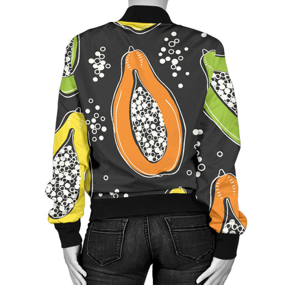 Papaya Pattern Print Design PP05 Women Bomber Jacket
