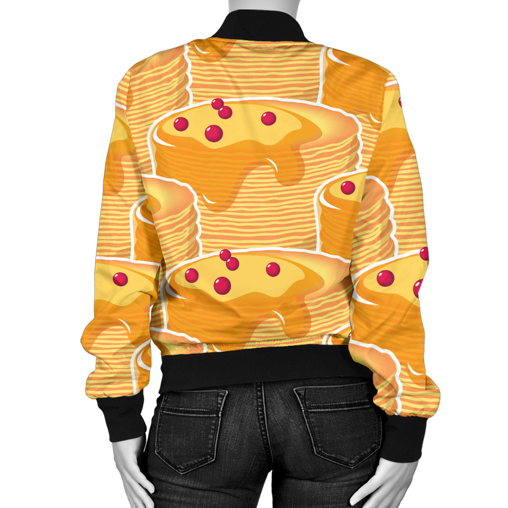 Pancake Pattern Print Design A04 Women's Bomber Jacket