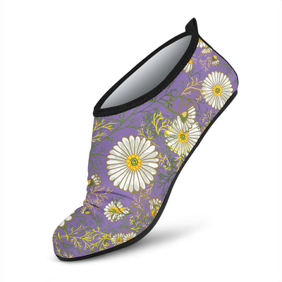 Daisy Pattern Print Design DS011 Aqua Water Shoes