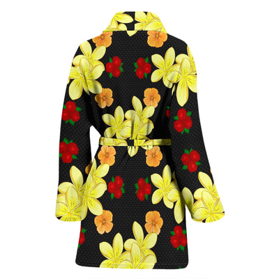 Yellow Plumeria Pattern Print Design PM04 Women Bathrobe