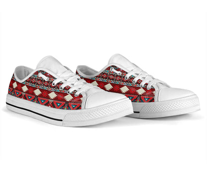 Tribal Aztec Indians native american White Bottom Low Top Shoes