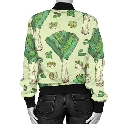 Leek Pattern Print Design 04 Women's Bomber Jacket