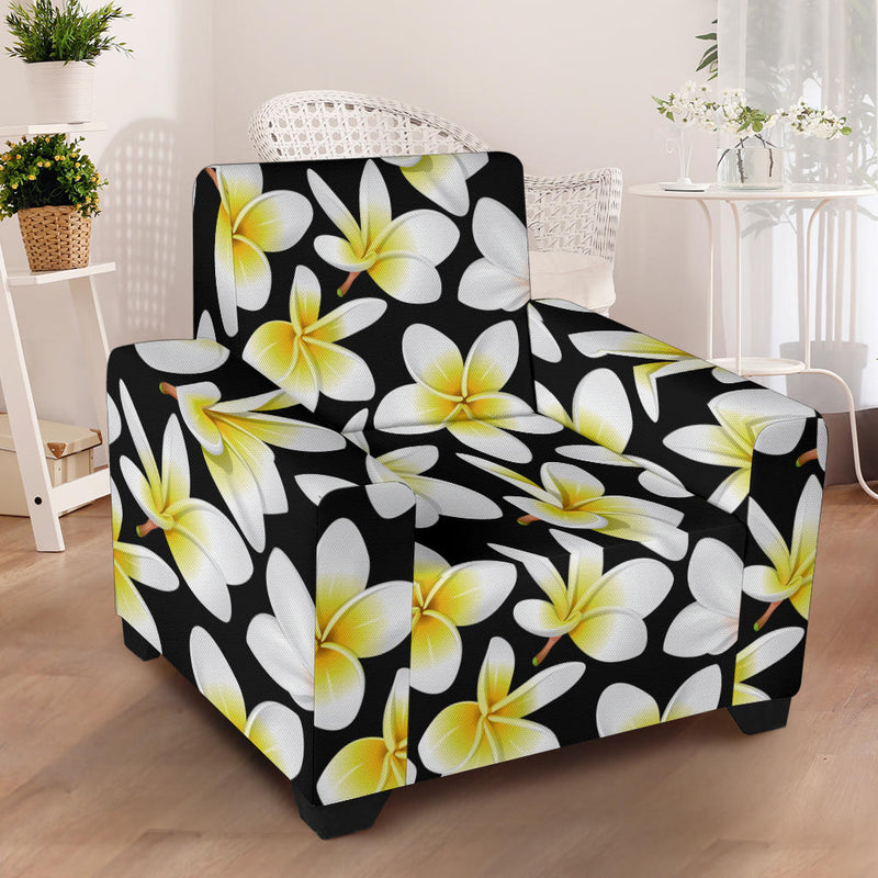 Yellow Plumeria Hawaiian Flowers Armchair Slipcover