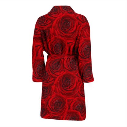 Rose Red Pattern Print Design RO04 Men Bathrobe