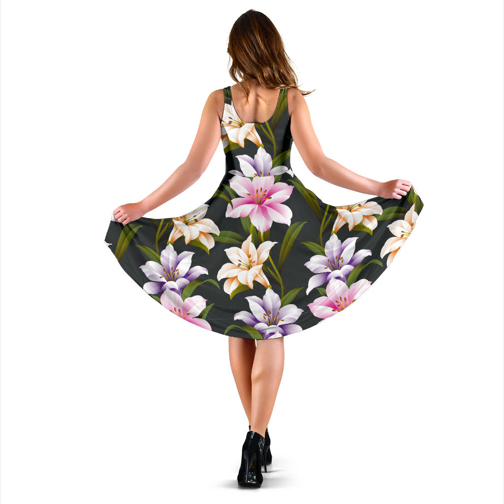 Lily Pattern Print Design LY01 Midi Dress