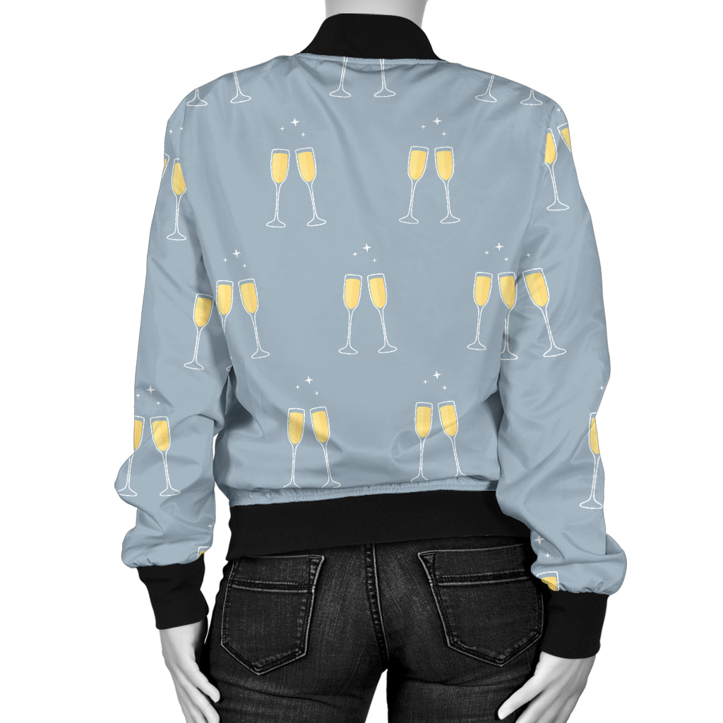 Champagne Pattern Print Design 03 Women's Bomber Jacket