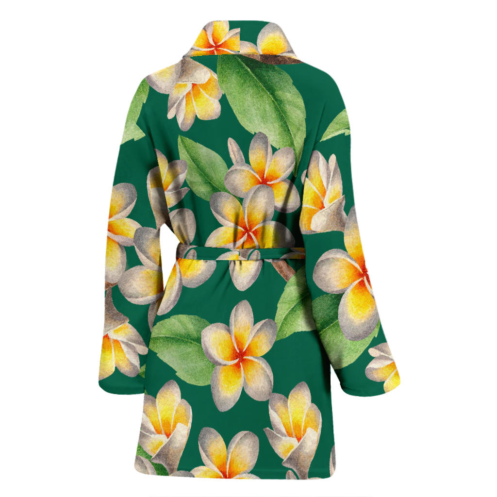Plumeria Pattern Print Design PM07 Women Bathrobe