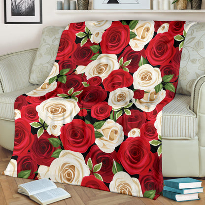 Rose Pattern Print Design RO06 Fleece Blanket