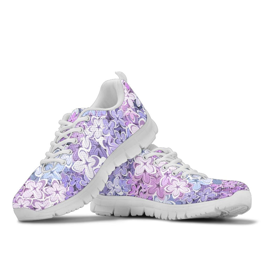 Lilac Pattern Print Design LI01 Sneakers White Bottom Shoes