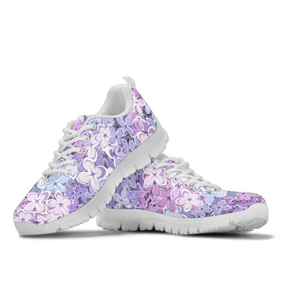 Lilac Pattern Print Design LI01 Sneakers White Bottom Shoes