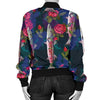 Barracuda with Folwer Pattern Print Design 01 Women's Bomber Jacket