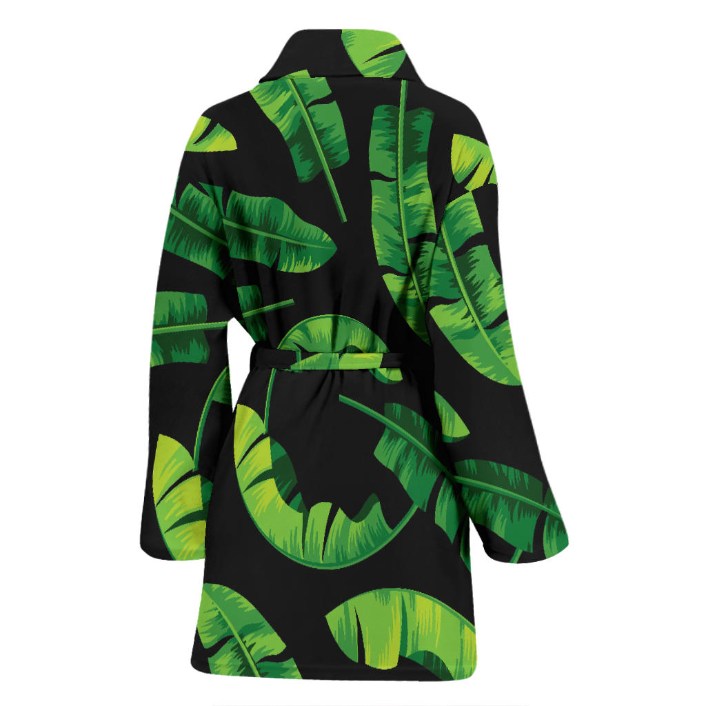 Banana Leaf Pattern Print Design BL02 Women Bathrobe