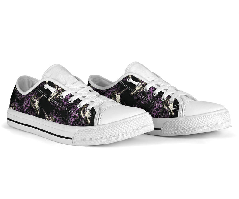 Unicorn Skull head White Bottom Low Top Shoes