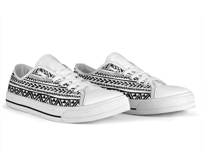 Draw Tribal Aztec White Bottom Low Top Shoes