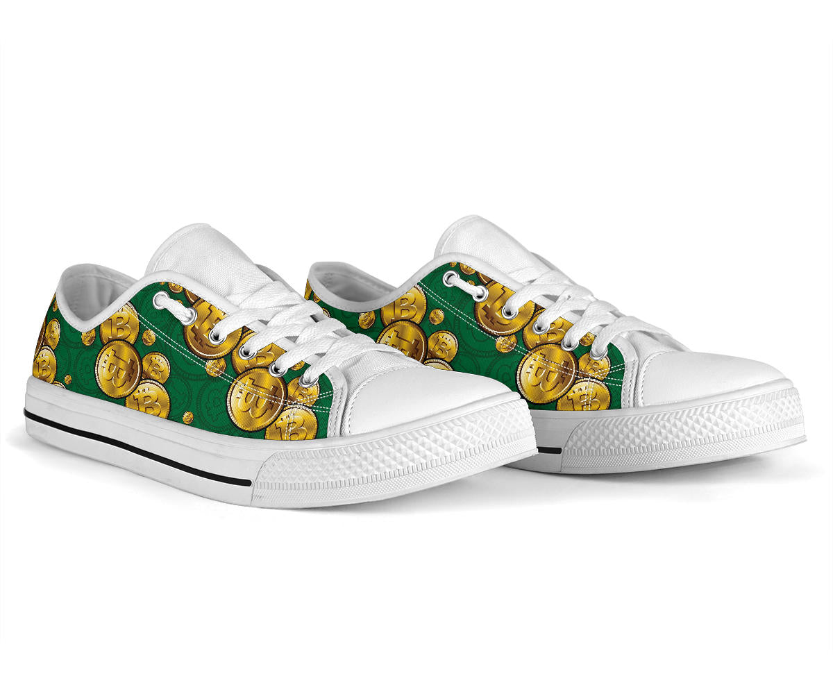 Bitcoin Pattern Print Design DO02 White Bottom Low Top Shoes