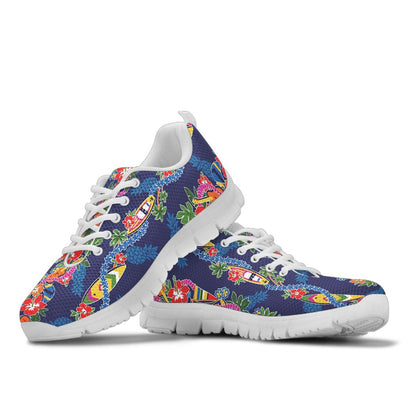 Hawaiian Themed Pattern Print Design H04 Sneakers White Bottom Shoes