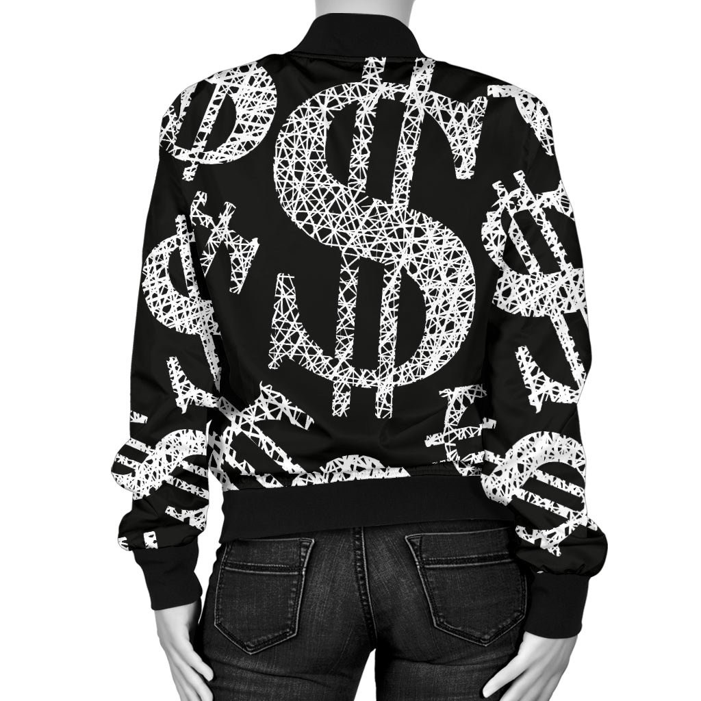 Money Pattern Print Design 02 Women's Bomber Jacket