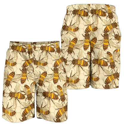 Bee Pattern Print Design BEE05 Mens Shorts