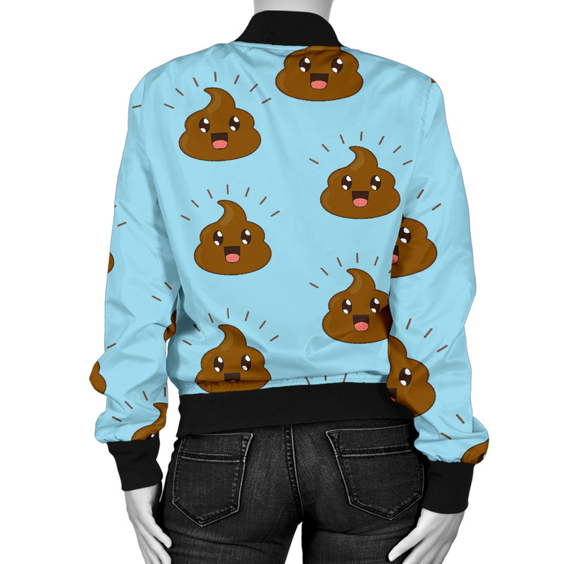 Poop Emoji Pattern Print Design A03 Women's Bomber Jacket