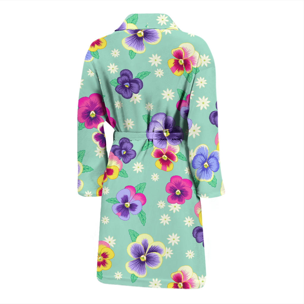 Pansy Pattern Print Design PS08 Men Bathrobe
