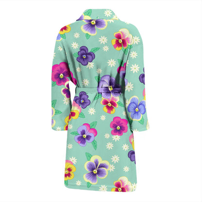 Pansy Pattern Print Design PS08 Men Bathrobe