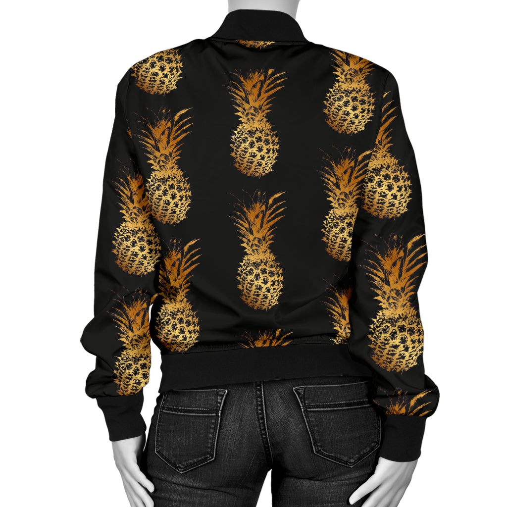 Pineapple Pattern Print Design A02 Women's Bomber Jacket