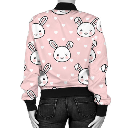 Rabbit Pattern Print Design RB02 Women Bomber Jacket