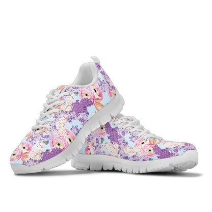 Lilac Pattern Print Design LI03 Sneakers White Bottom Shoes