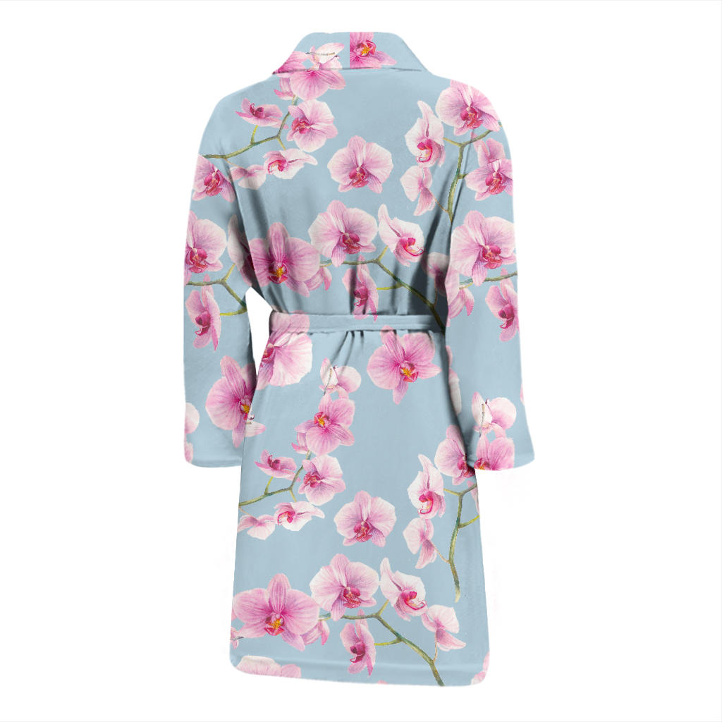 Orchid Pink Pattern Print Design OR01 Men Bathrobe