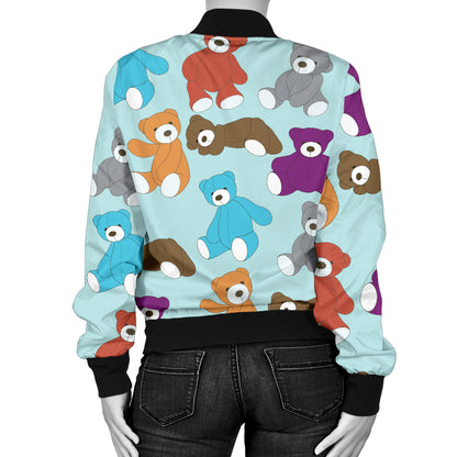 Bear Cute Pattern Print Design 03 Women's Bomber Jacket