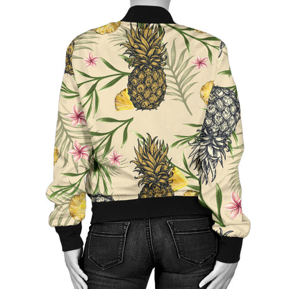 Pineapple Pattern Print Design PP012 Women Bomber Jacket