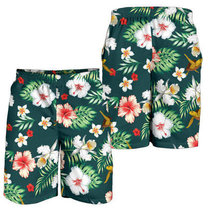Hawaiian Flower Design with SeaTurtle Print Mens Shorts