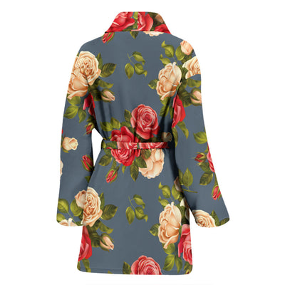 Rose Pattern Print Design RO017 Women Bathrobe